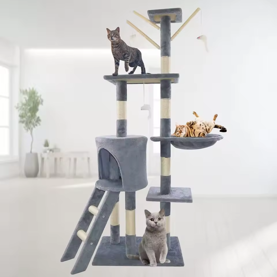 140 cm krabpaal toren grote krabpaal voor binnenkatten stabiel