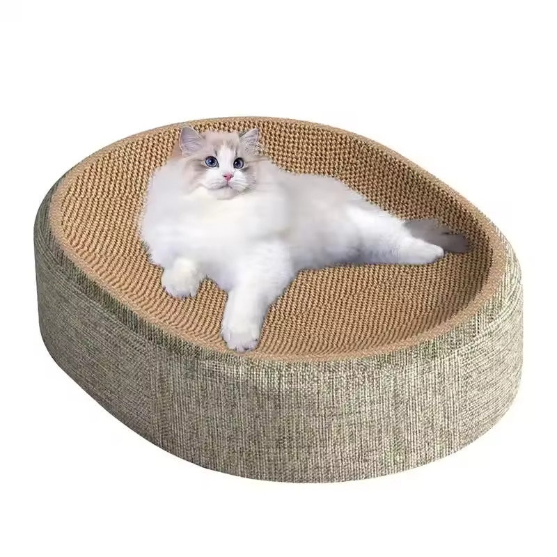 2-in-1 Kattenkrabbed Sisal Ovaal Kattennest Klauwenslijper Meubelbeschermer