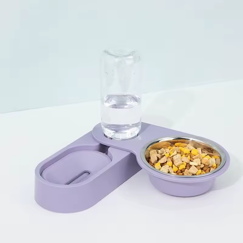 2-in-1 Roterende Voerbak voor Huisdieren Kat en Hond Antislip Verhoogde Voerbak