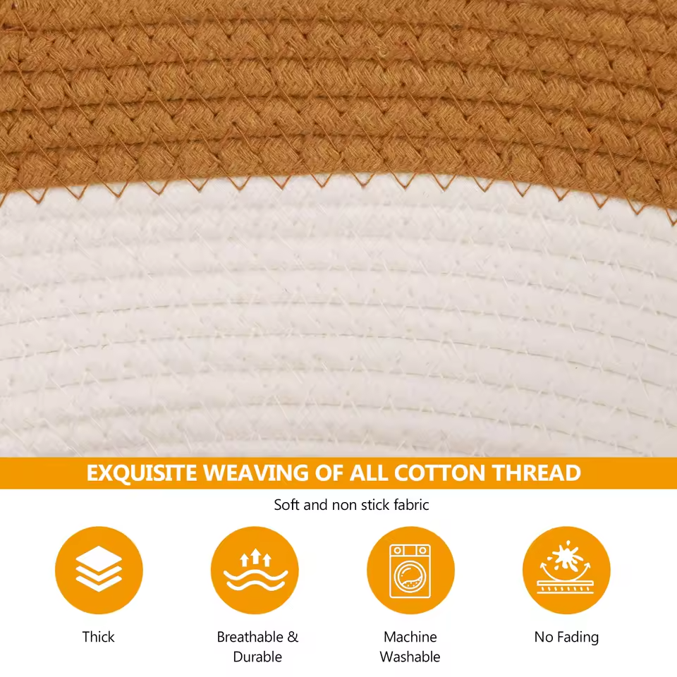 Handwoven Cat Bed Cotton Rope Basket with Cushion Cat Cave Scratcher Bed