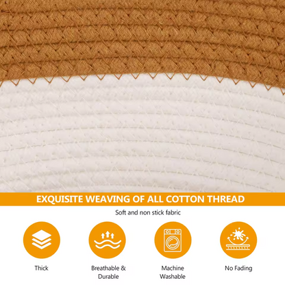 Handwoven Cat Bed Cotton Rope Basket with Cushion Cat Cave Scratcher Bed
