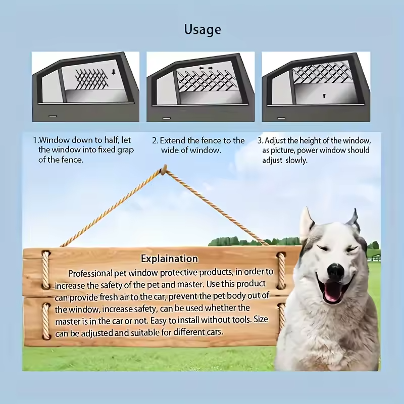 Autoraam Hondenrooster Ventilatie Veiligheidsgrill voor Honden Auto's SUV's Vrachtwagens