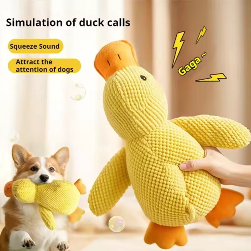 Honden Pluche Eend Speeltje Interactief Piepend Comfort Speeltje Puppy Kauw Teddy
