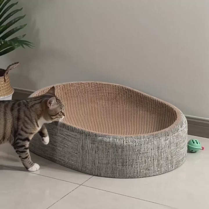 2-in-1 Kattenkrabbed Sisal Ovaal Kattennest Klauwenslijper Meubelbeschermer